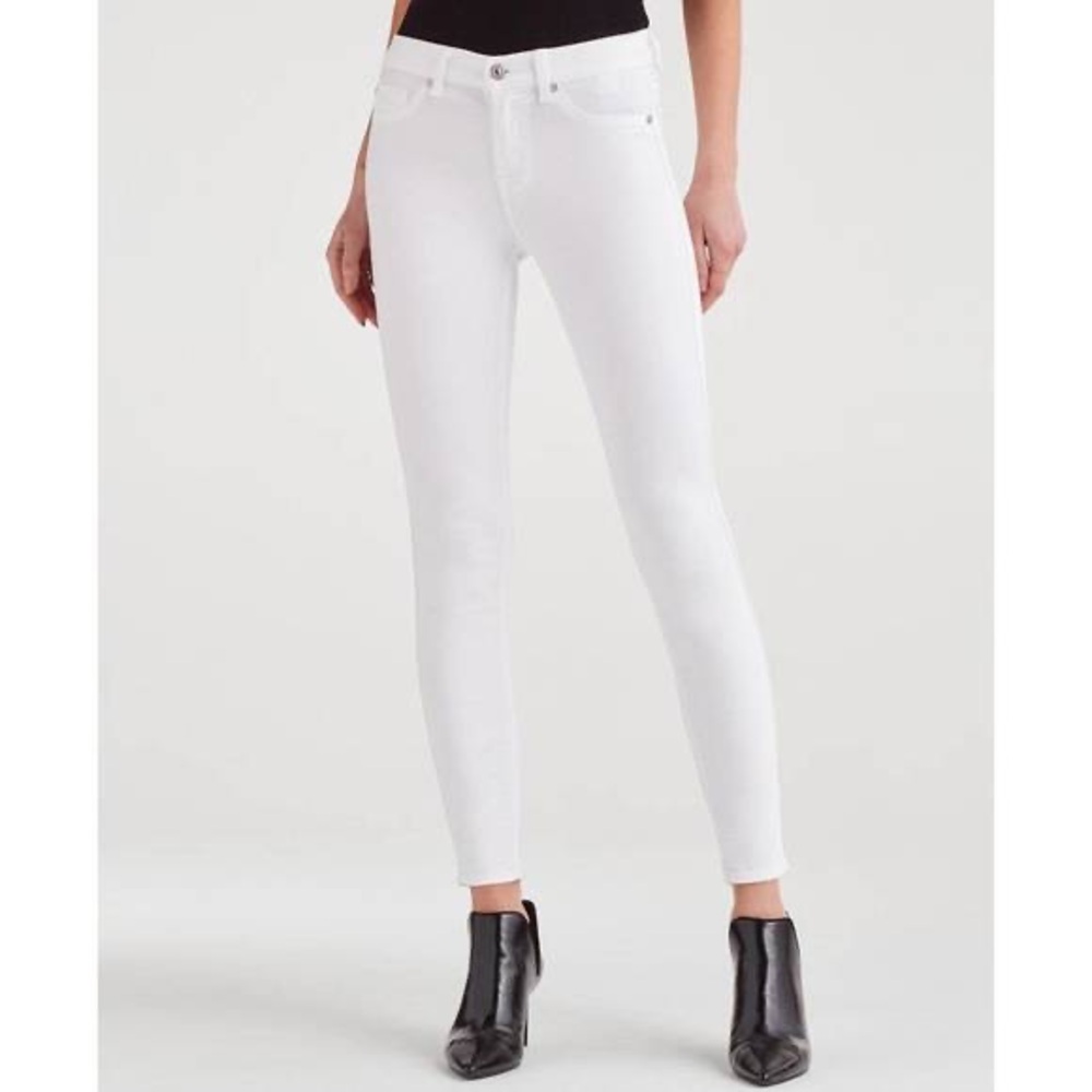 NEW 7 FOR ALL MANKIND mid rise ankle skinny jean in clean white